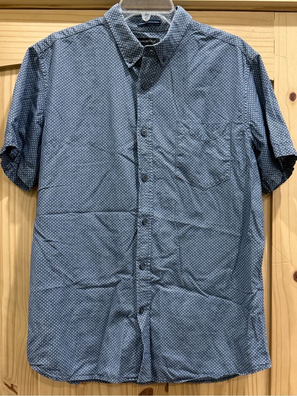 Banana Republic Classic Short-Sleeve Dot-Print Shirt - Blue